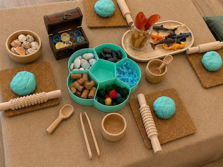 A thoughtfully arranged loose-parts play invitation